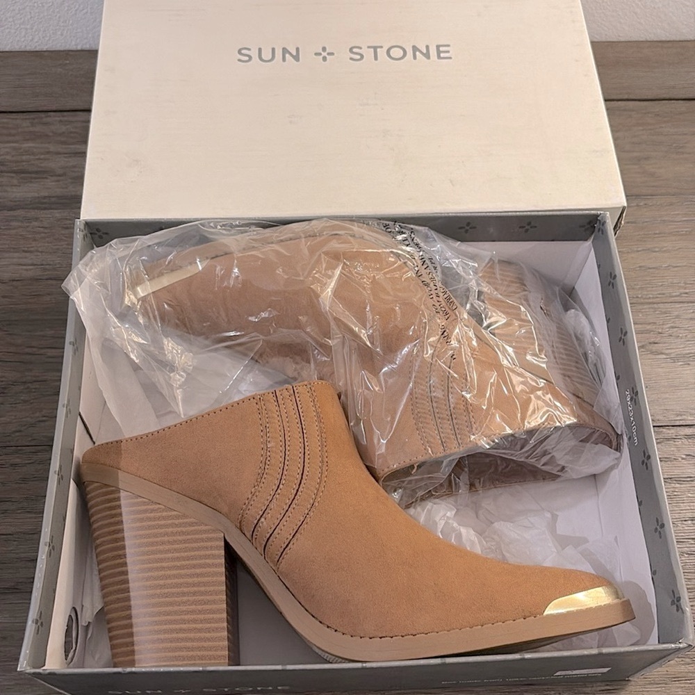 NIB [Sun + Stone] Deyzaa Faux Suede Pointed Toe Mules Women’s Sz 5.5 or 11 - Picture 14 of 16
